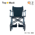 Fauteuil roulant de voyage pliable léger portable en aluminium Topmedi pour personnes handicapées et âgées